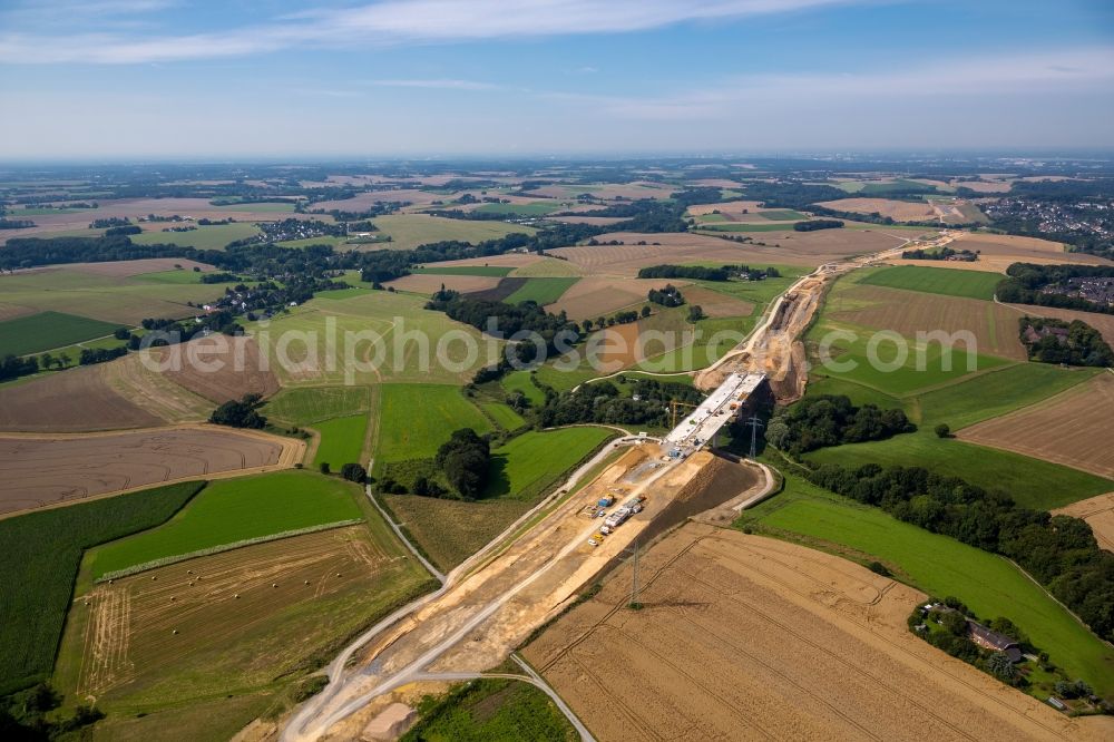 Heiligenhaus from above - View of the construction of the motorway A 44 in Heiligenhaus in the state North Rhine-Westphalia