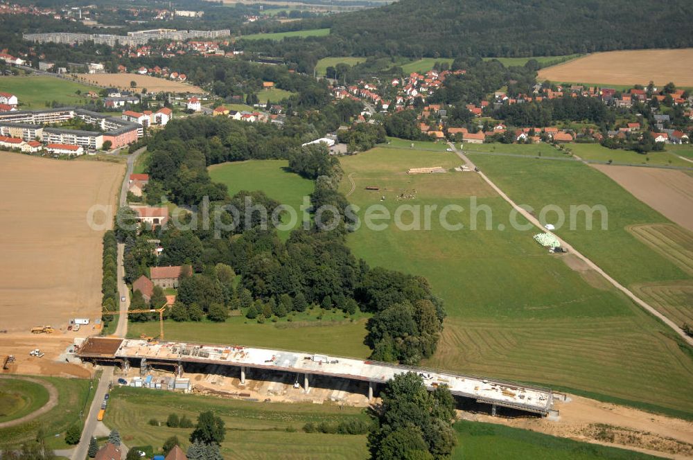 Aerial photograph Löbau - Blick auf den Ausbau der B 178 an der Ortsumfahrung Löbau im Landkreis Görlitz in Sachsen. Im Zuge des Bauvorhabens B 178 Neuverlegung zwischen der BAB A 4 und der Bundesgrenze D / PL errichtet die Hentschke Bau GmbH die Neubaustrecke der B 178. Kontakt: Hentschke Bau GmbH, Tel. +49 (0) 359 167 030,