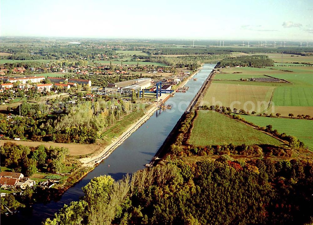 Aerial image Parey / Sachsen-Anhalt - Ausbau des Elbe-Havel-Kanales bei Parey in Sachsen-Anhalt.