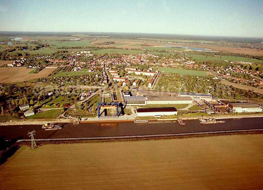 Aerial photograph Parey / Sachsen-Anhalt - Ausbau des Elbe-Havel-Kanales bei Parey in Sachsen-Anhalt.