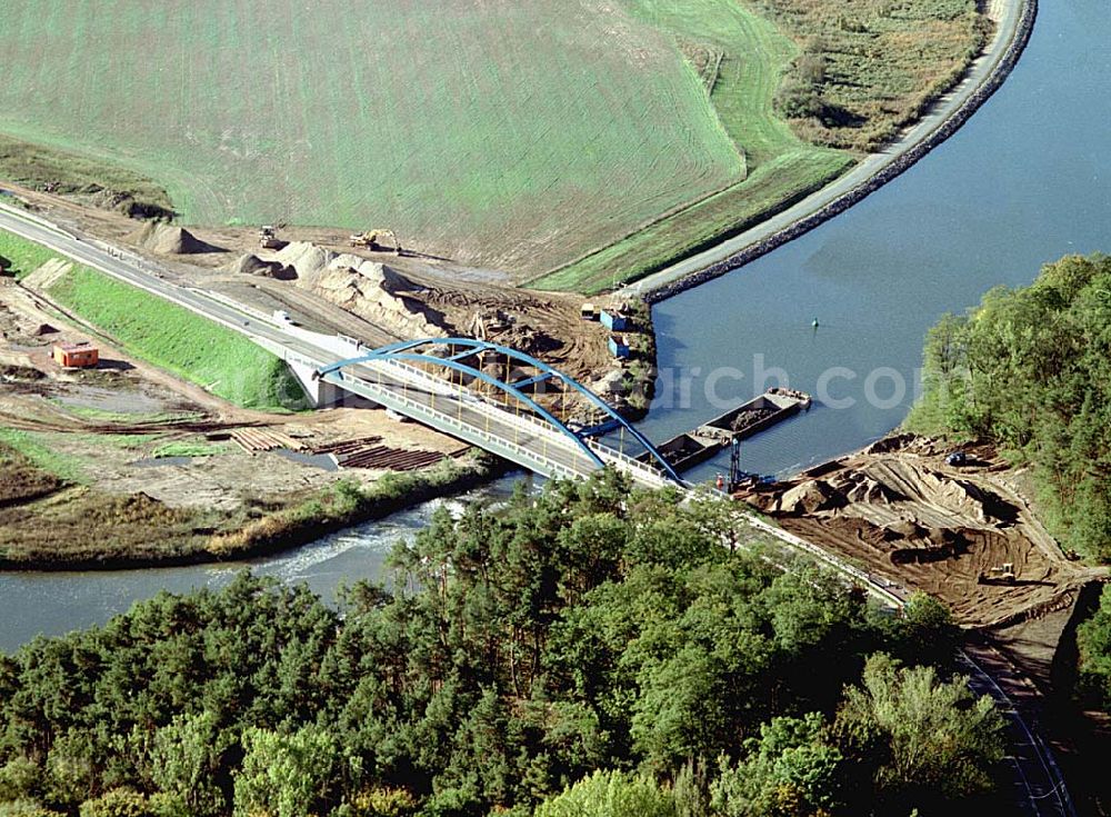 Aerial photograph Burg / Sachsen-Anhalt - Ausbau des Elbe-Havel-Kanales an der nördkichen Stadtgrenze von Burg in Sachsen-Anhalt.