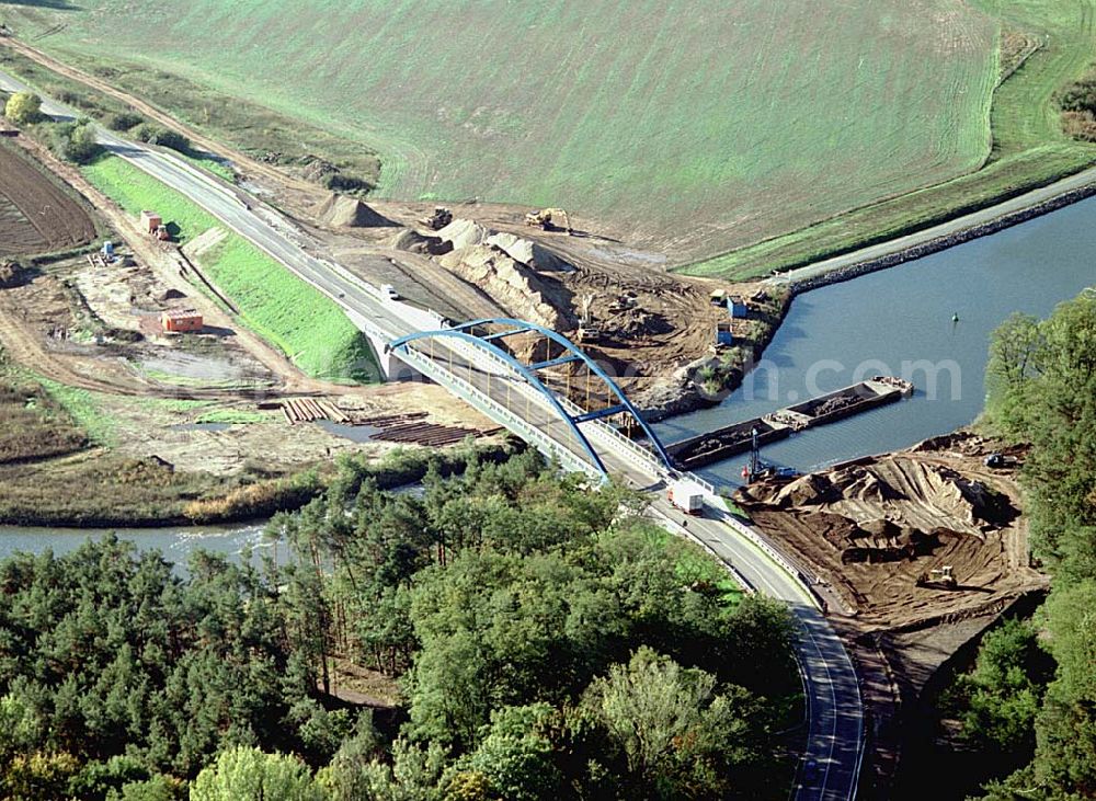 Burg / Sachsen-Anhalt from above - Ausbau des Elbe-Havel-Kanales an der nördkichen Stadtgrenze von Burg in Sachsen-Anhalt.