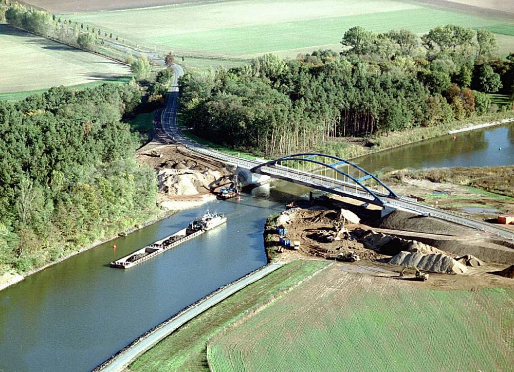 Aerial image Burg / Sachsen-Anhalt - Ausbau des Elbe-Havel-Kanales an der nördkichen Stadtgrenze von Burg in Sachsen-Anhalt.