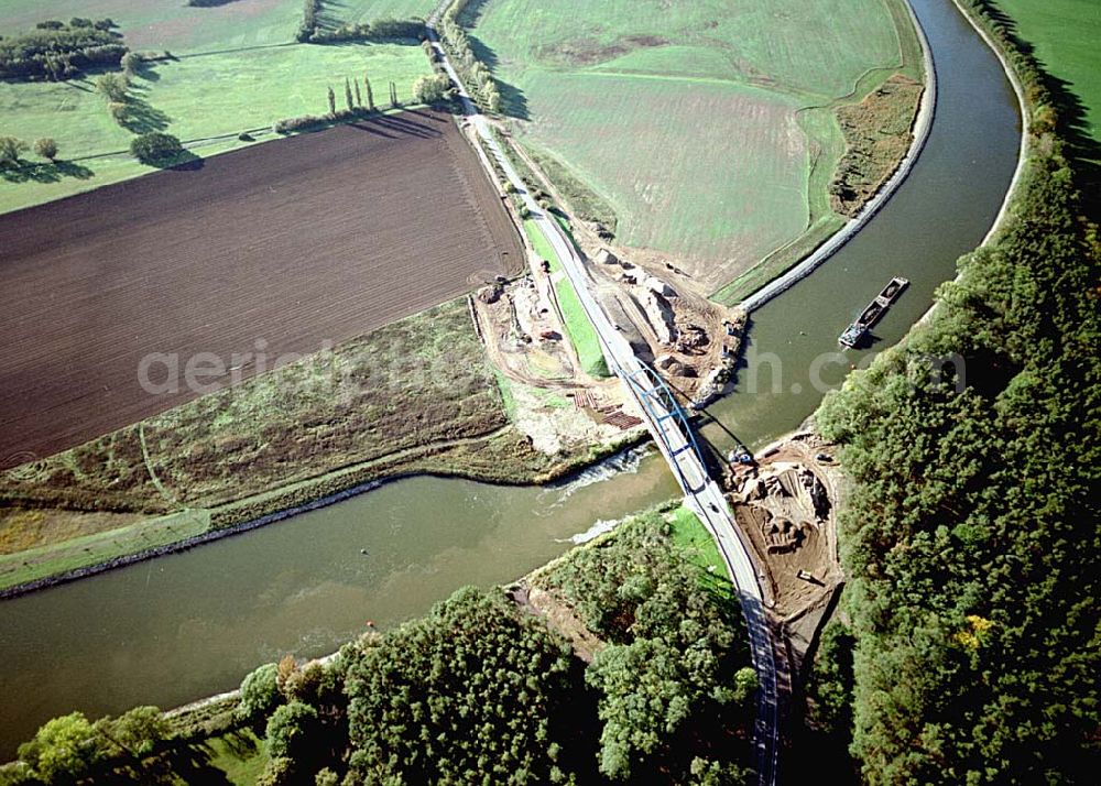 Burg / Sachsen-Anhalt from above - Ausbau des Elbe-Havel-Kanales an der nördkichen Stadtgrenze von Burg in Sachsen-Anhalt.