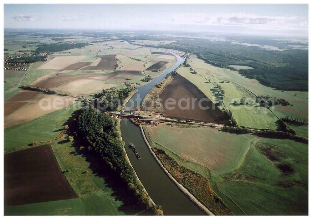 Aerial image Burg / Sachsen-Anhalt - Ausbau des Elbe-Havel-Kanales an der nördkichen Stadtgrenze von Burg in Sachsen-Anhalt.