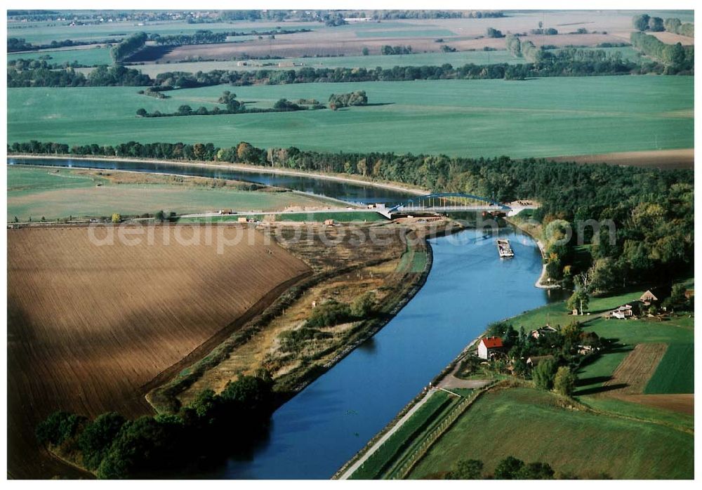 Aerial photograph Burg / Sachsen-Anhalt - Ausbau des Elbe-Havel-Kanales an der nördkichen Stadtgrenze von Burg in Sachsen-Anhalt.