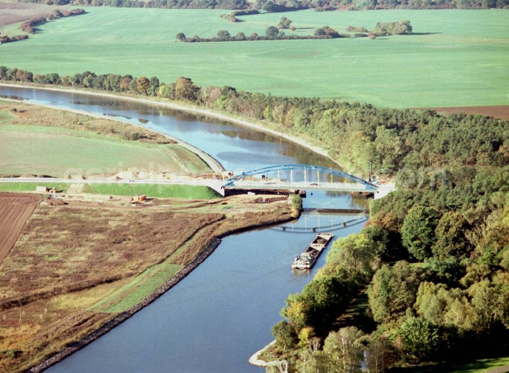 Burg / Sachsen-Anhalt from above - Ausbau des Elbe-Havel-Kanales an der nördkichen Stadtgrenze von Burg in Sachsen-Anhalt.