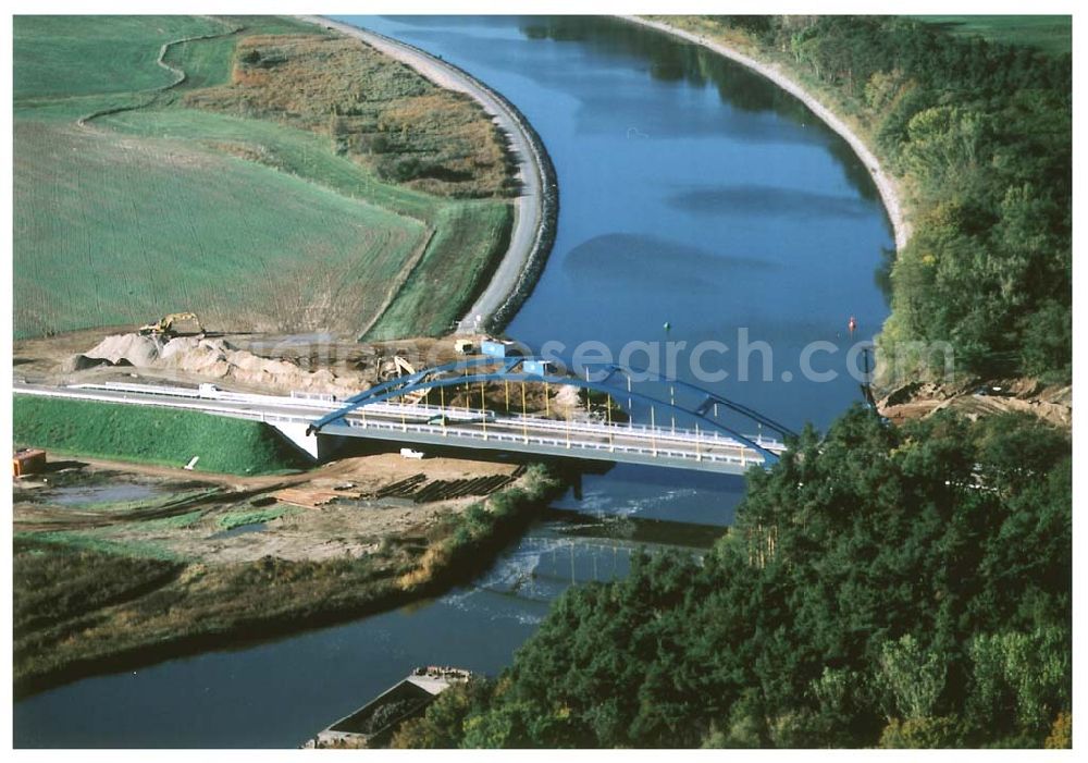 Burg / Sachsen-Anhalt from the bird's eye view: Ausbau des Elbe-Havel-Kanales an der nördkichen Stadtgrenze von Burg in Sachsen-Anhalt.