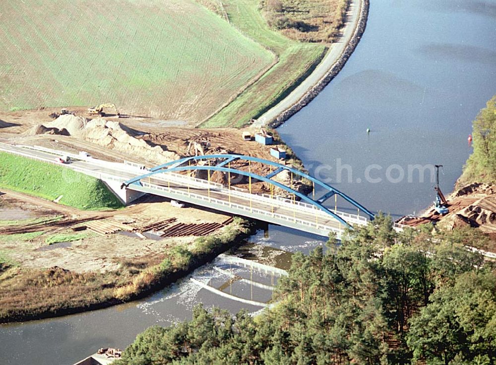 Aerial image Burg / Sachsen-Anhalt - Ausbau des Elbe-Havel-Kanales an der nördkichen Stadtgrenze von Burg in Sachsen-Anhalt.