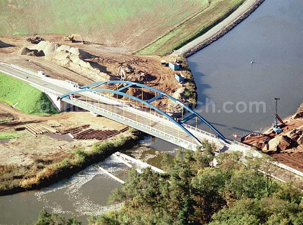 Aerial photograph Burg / Sachsen-Anhalt - Ausbau des Elbe-Havel-Kanales an der nördkichen Stadtgrenze von Burg in Sachsen-Anhalt.