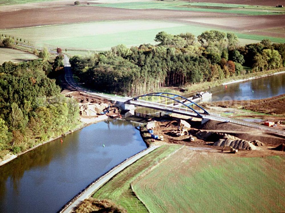 Aerial image Burg / Sachsen-Anhalt - Ausbau des Elbe-Havel-Kanales an der nördkichen Stadtgrenze von Burg in Sachsen-Anhalt.