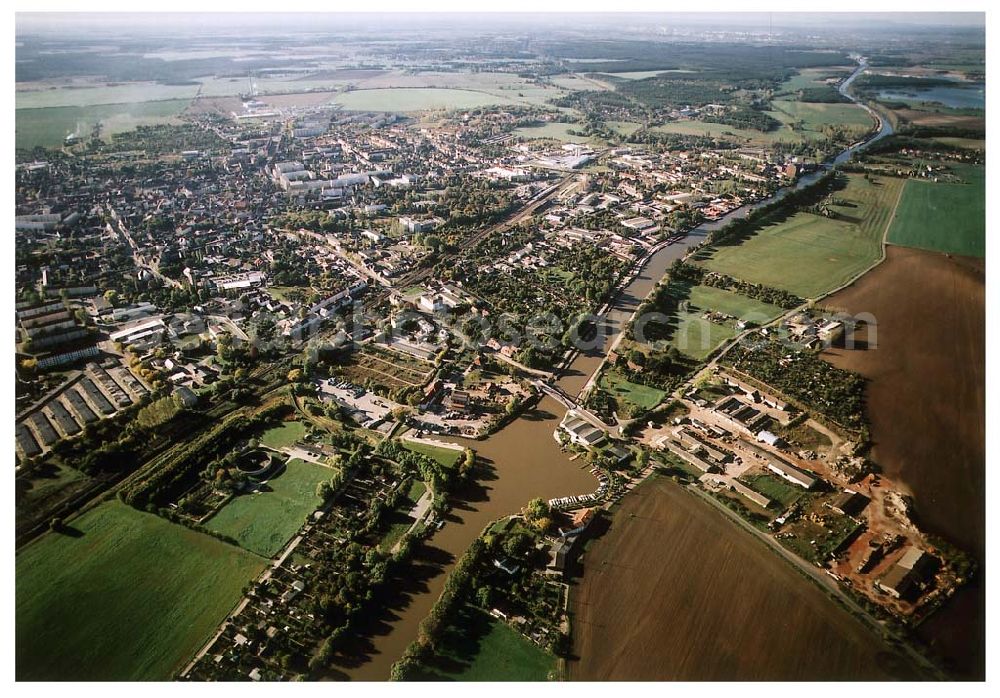 Aerial photograph Burg / Sachsen-Anhalt - Ausbau des Elbe-Havel-Kanales an der nördlichen Stadtgrenze von Burg in Sachsen-Anhalt.