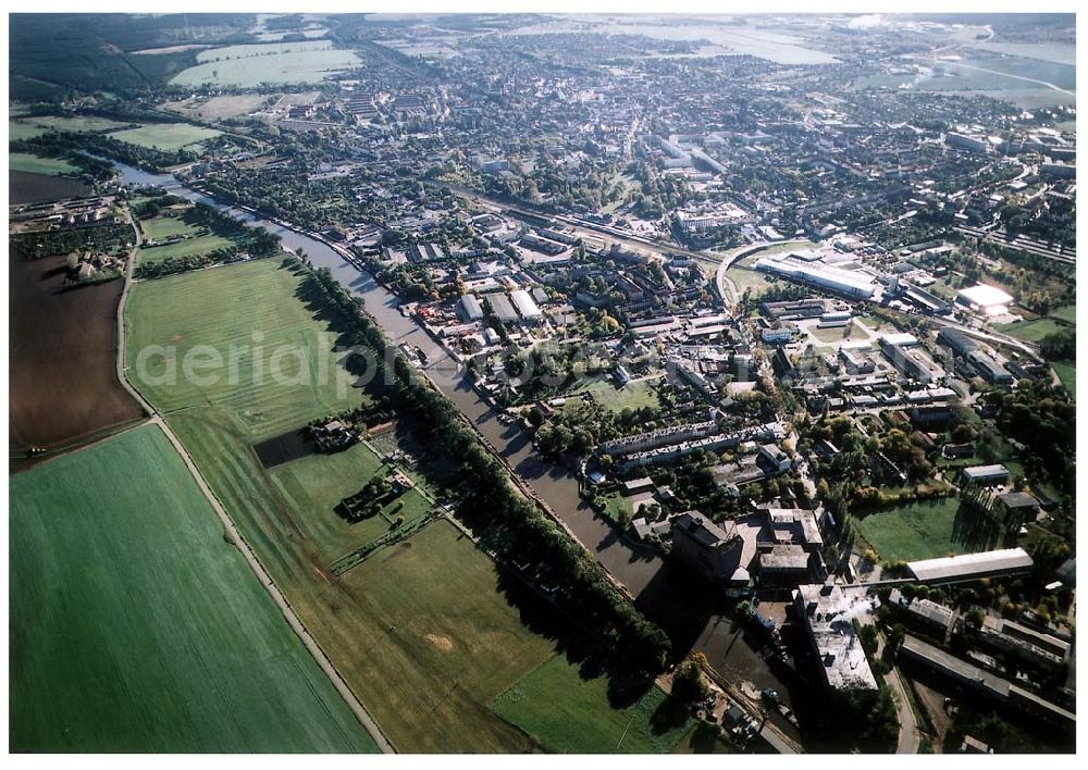 Burg / Sachsen-Anhalt from above - Ausbau des Elbe-Havel-Kanales an der nördlichen Stadtgrenze von Burg in Sachsen-Anhalt.