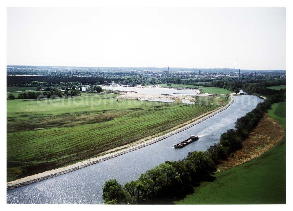 Aerial image Burg / Sachsen-Anhalt - Ausbau des Elbe-Havel-Kanales am nördlichen Stadtrand von Burg in Sachsen-Anhalt. Ein Projekt des Wasserstraßen-Neubauamt Magdeburg Frau Roskoden, Kleiner Werder 5c, 39114 MAGDEBURG, Tel.: 0391-5352168