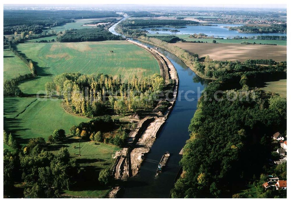 Aerial photograph Niegripp / Sachsen-Anhalt - Ausbau des Elbe-Havel-Kanales südlich von Niegripp in Sachsen-Anhalt.