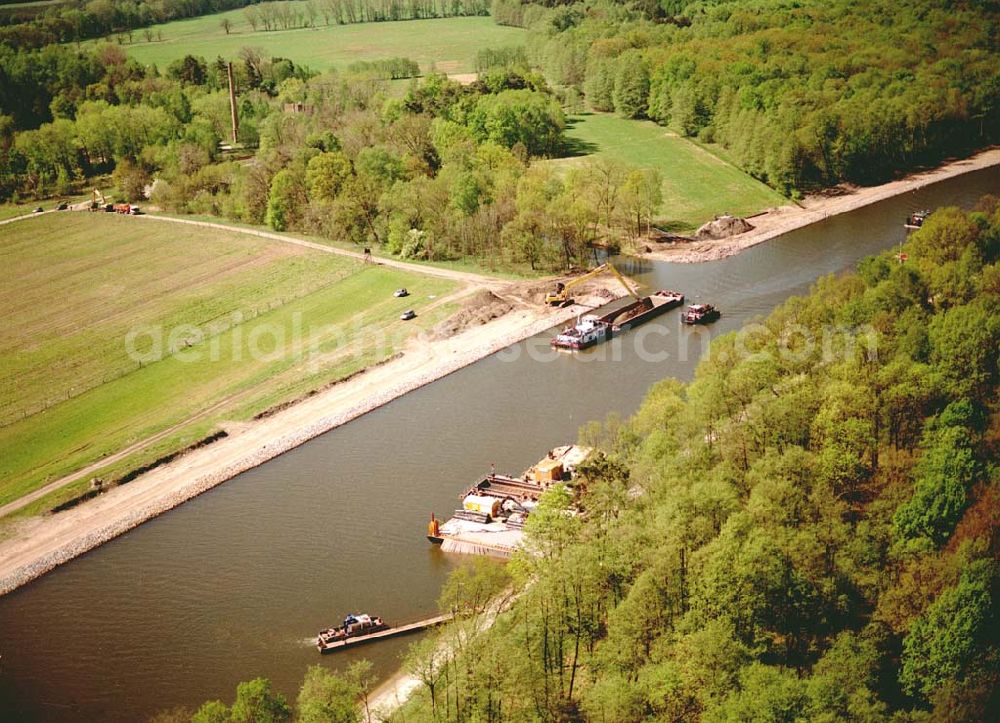 Aerial image Genthin / Brandenburg - Ausbau des Elbe-Havel-Kanales östlich von Genthin in Brandenburg.