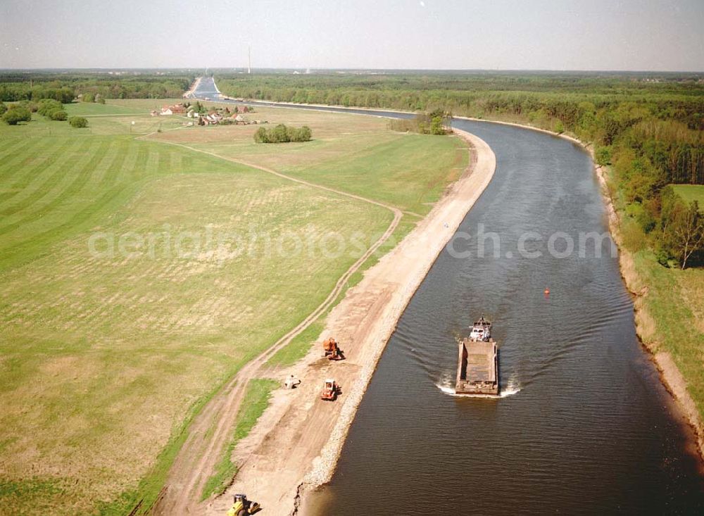 Aerial image Genthin / Brandenburg - Ausbau des Elbe-Havel-Kanales östlich von Genthin in Brandenburg.