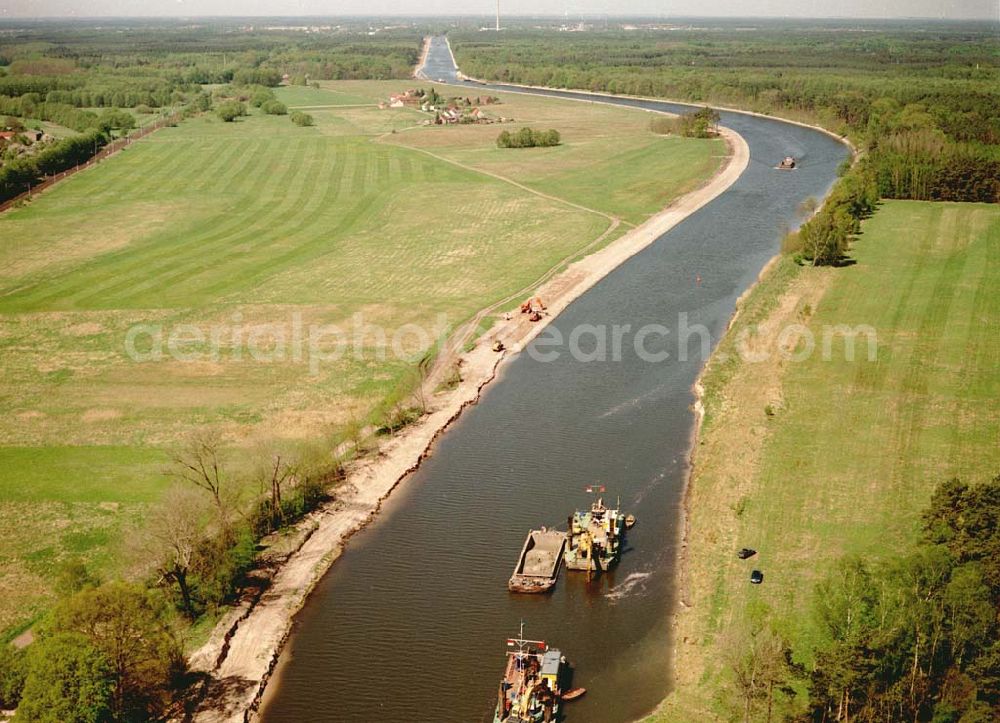 Genthin / Brandenburg from above - Ausbau des Elbe-Havel-Kanales östlich von Genthin in Brandenburg.