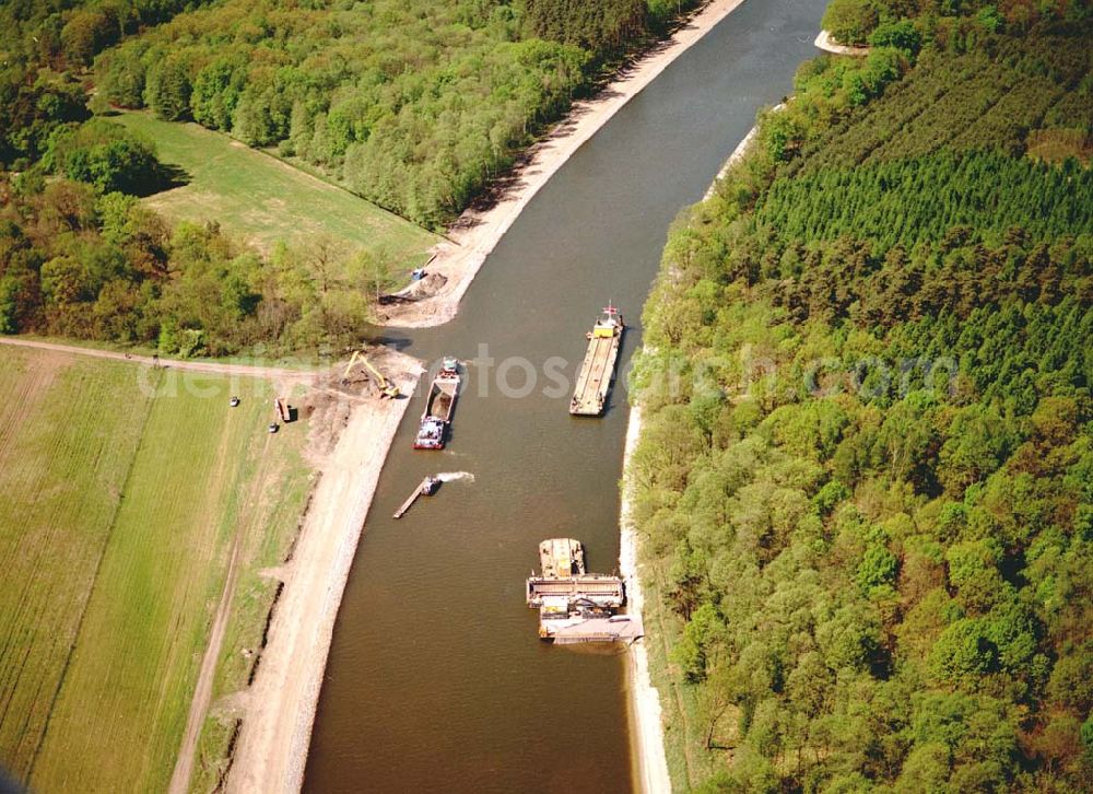 Genthin / Brandenburg from above - Ausbau des Elbe-Havel-Kanales östlich von Genthin in Brandenburg.