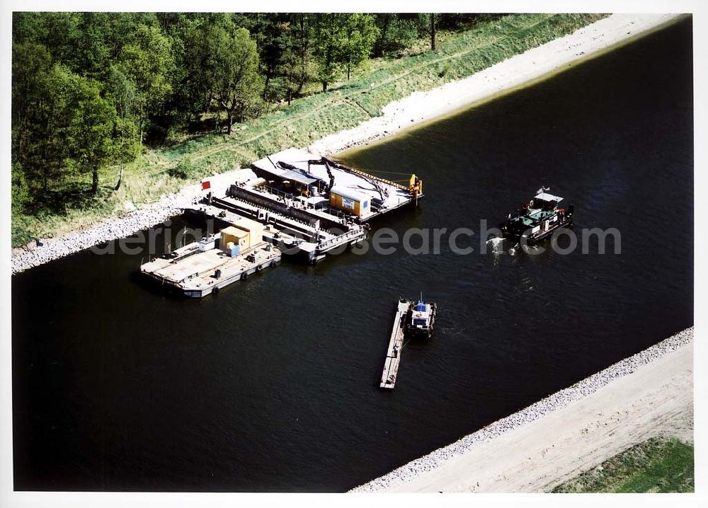 Genthin / Brandenburg from above - Ausbau des Elbe-Havel-Kanales östlich von Genthin in Brandenburg.