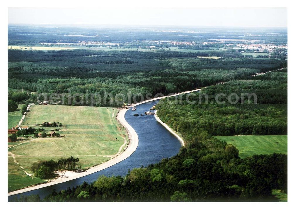 Aerial photograph Genthin / Brandenburg - Ausbau des Elbe-Havel-Kanales östlich von Genthin in Brandenburg.