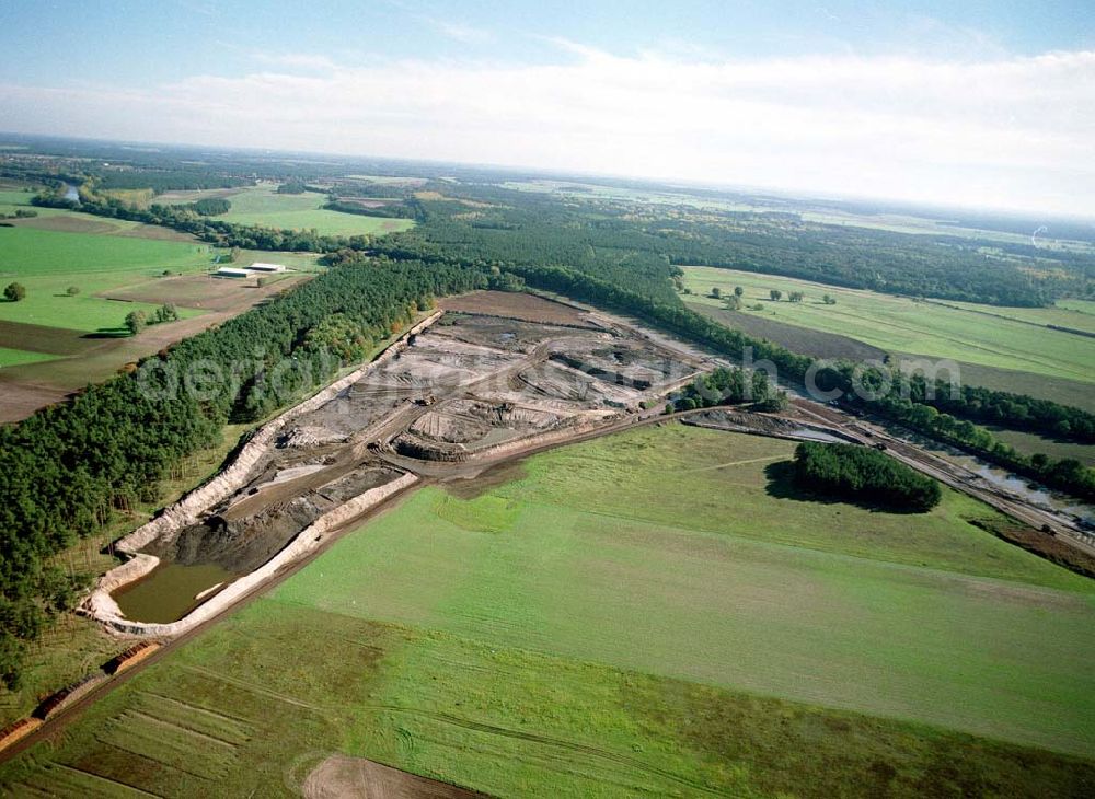 Aerial image Parey - Ausbau des Elbe - Havel - Kanals bei Parey