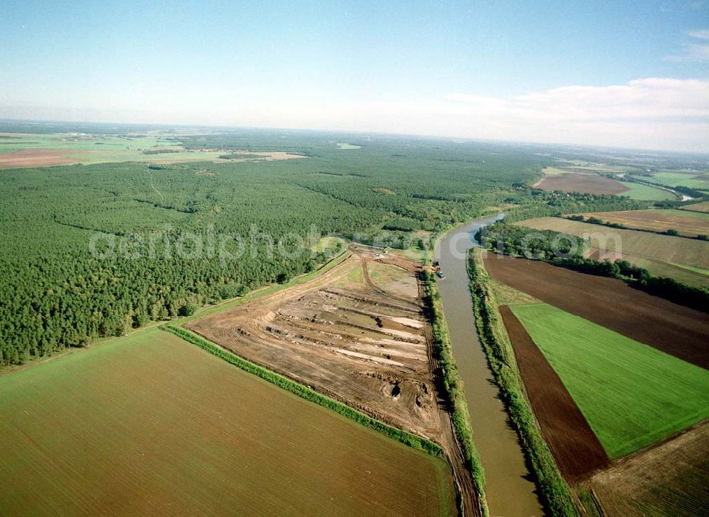 Aerial image Parey - Ausbau des Elbe - Havel - Kanals bei Parey