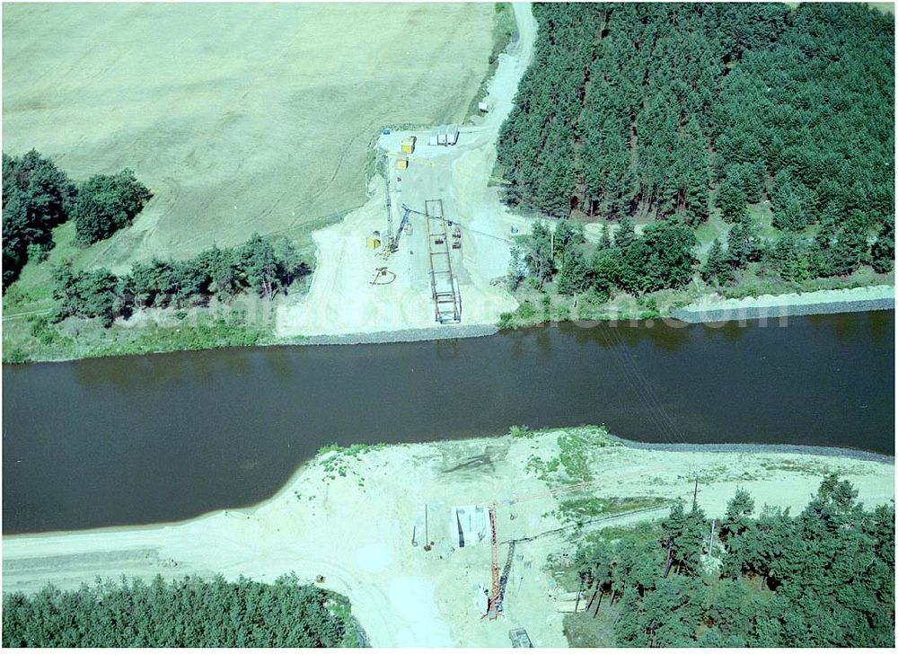 Aerial image Burg - 30.06.2004; Blick auf den Elbe - Havelkanal zwischen Zerben und Burg, vorbei an Ihleburg und Parchau