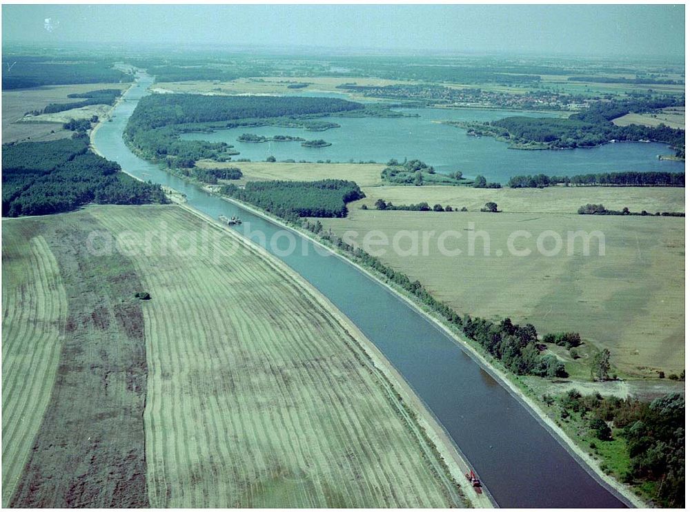 Aerial photograph Burg - 30.06.2004; Blick auf den Elbe - Havelkanal zwischen Zerben und Burg, vorbei an Ihleburg und Parchau