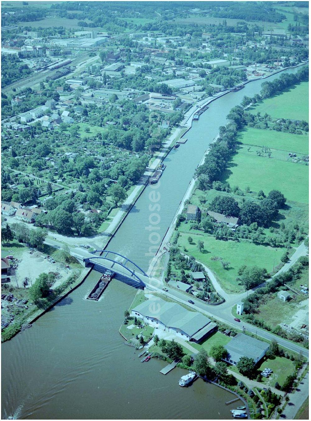 Burg from the bird's eye view: 30.07.2004 Blick auf den Elbe-Havel Kanal bei Burg