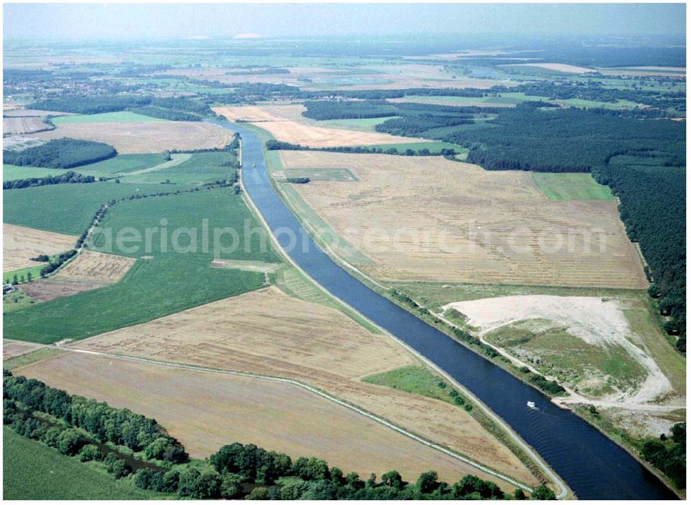 Aerial image Burg - 30.06.2004; Blick auf den Elbe - Havelkanal zwischen Zerben und Burg, vorbei an Ihleburg und Parchau