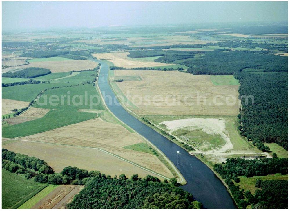 Aerial photograph Burg - 30.06.2004; Blick auf den Elbe - Havelkanal zwischen Zerben und Burg, vorbei an Ihleburg und Parchau