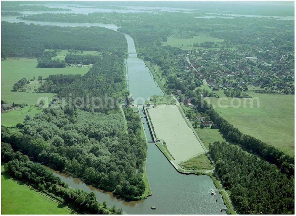 Aerial photograph Wusterwitz - 30.7.2004, Blick auf die Schleuse in Wusterwitz im Elbe-Havelkanal