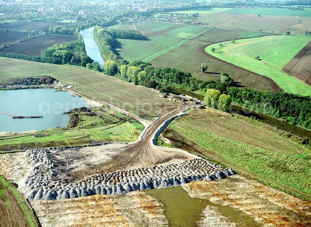 Aerial image Burg - Ausbau des Elbe-Havelkanals am östlichen Stadtrand von Burg.