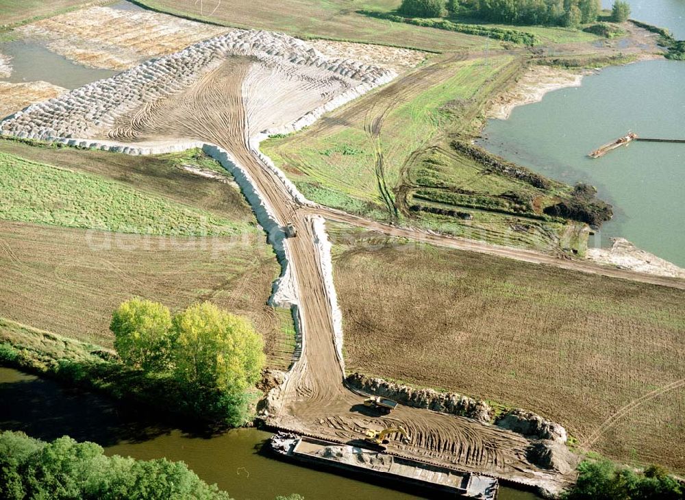 Aerial photograph Burg - Ausbau des Elbe-Havelkanals am östlichen Stadtrand von Burg.