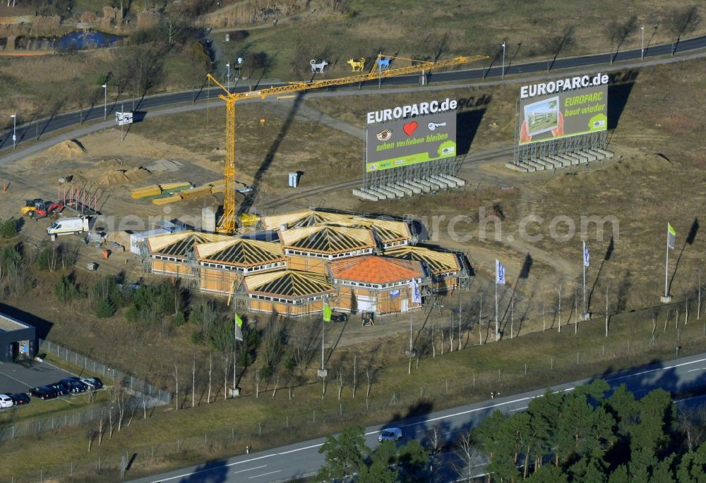 Aerial image Kleinmachnow OT Dreilinden - The expansion of the commercial site Europarc Dreilinden Kleinmachnow OT Dreilinden in Brandenburg