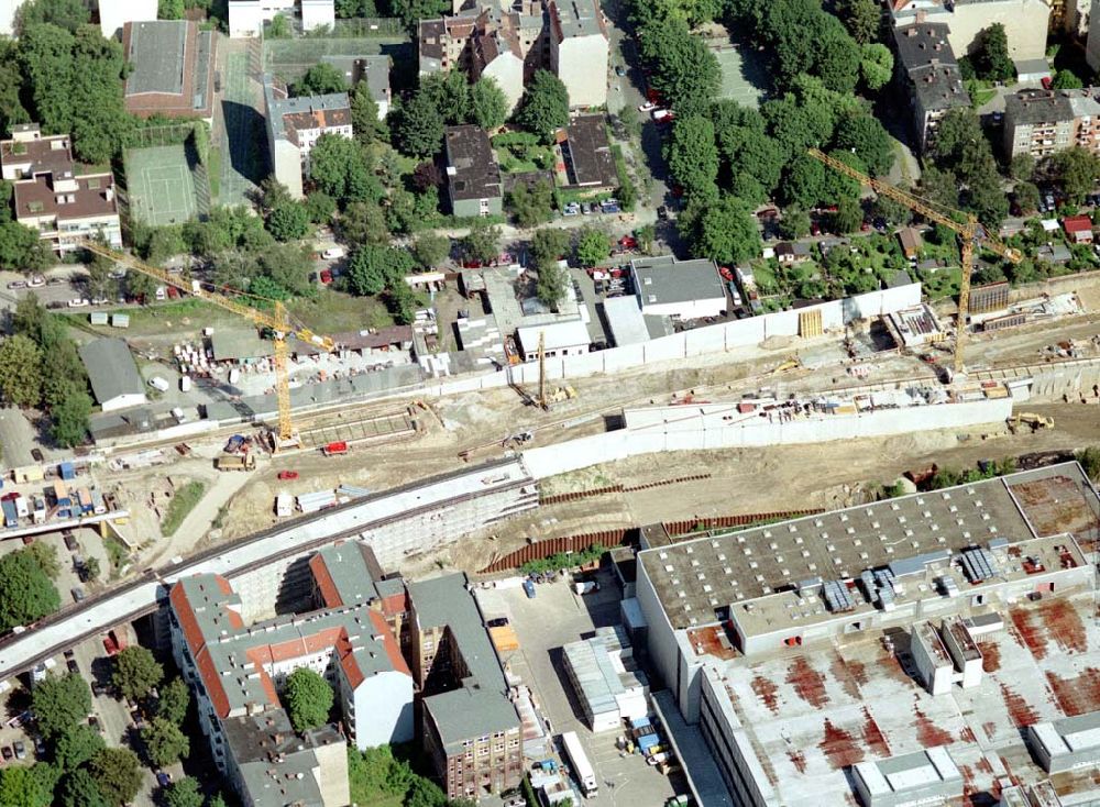 Aerial image Berlin - Ausbau des DB - Innenringes zwischen dem Berliner Westhafen und der Müllerstraße am Bereich der Perleberger Brücke in Berlin - Wedding.