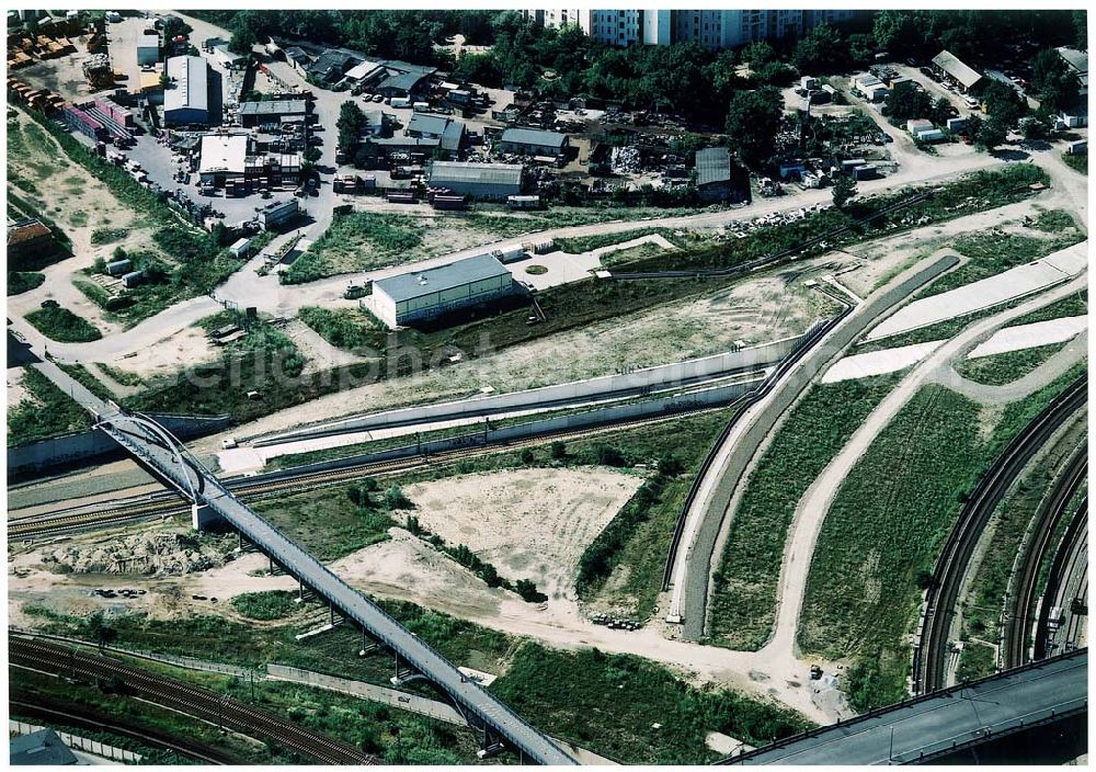 Berlin - Wedding from above - Ausbau des Innernringes der Deutschen Bahn zwischen dem Bereich Bornholmer Brücke - Nordkreuz - S-Bhf. Gesundbrunnen.