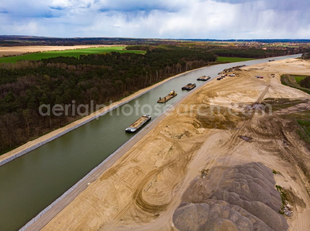 Finowfurt from the bird's eye view: Channel flow and river banks of the waterway shipping Oder-Havel-Kanal in Finowfurt at Schorfheide in the state Brandenburg, Germany