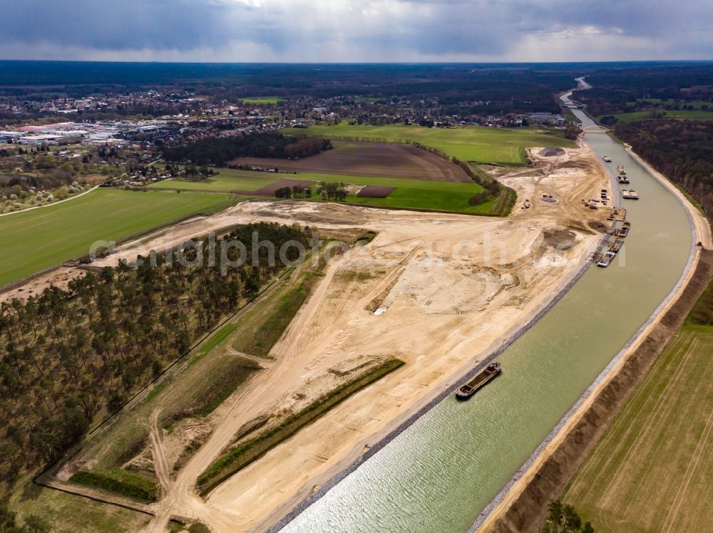 Finowfurt from the bird's eye view: Channel flow and river banks of the waterway shipping Oder-Havel-Kanal in Finowfurt at Schorfheide in the state Brandenburg, Germany