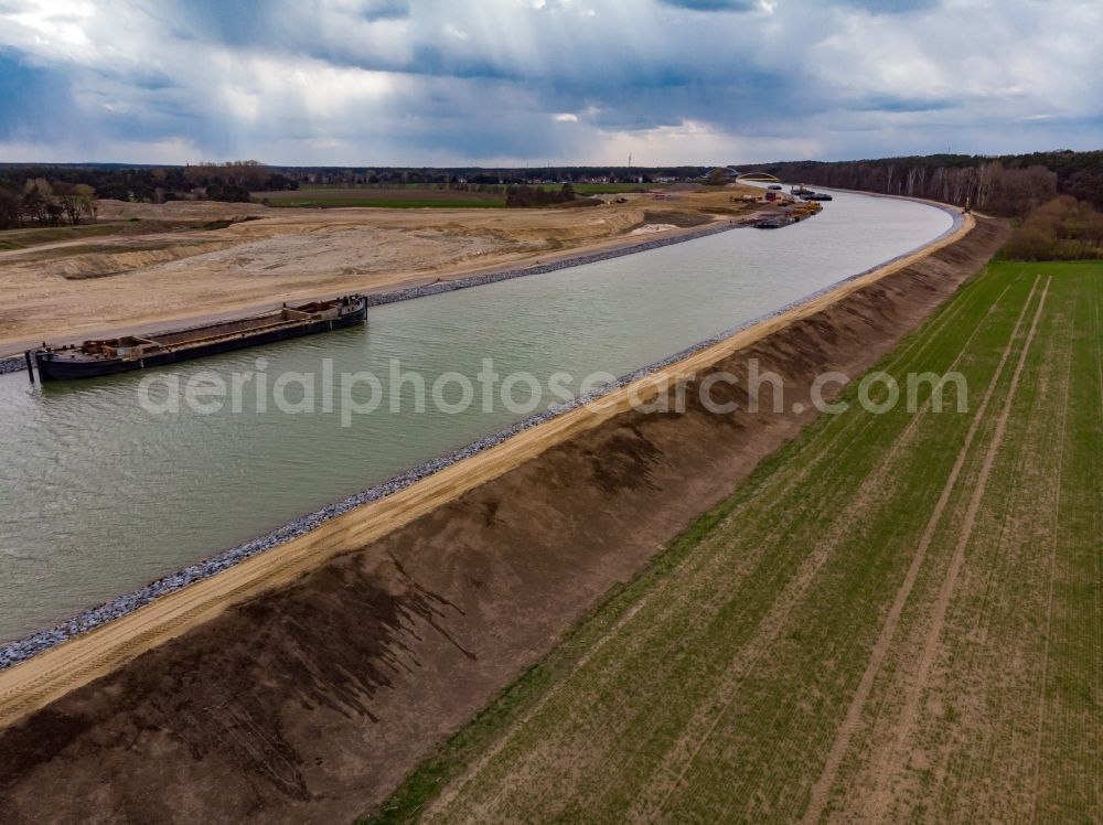 Aerial photograph Finowfurt - Channel flow and river banks of the waterway shipping Oder-Havel-Kanal in Finowfurt at Schorfheide in the state Brandenburg, Germany