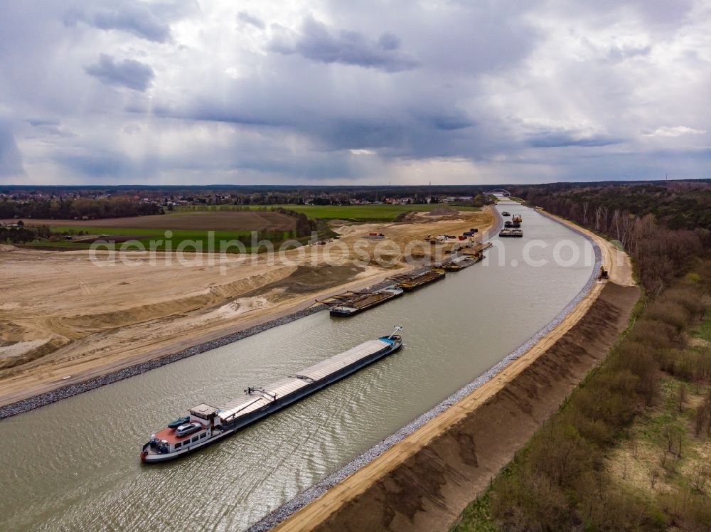 Aerial image Finowfurt - Channel flow and river banks of the waterway shipping Oder-Havel-Kanal in Finowfurt at Schorfheide in the state Brandenburg, Germany