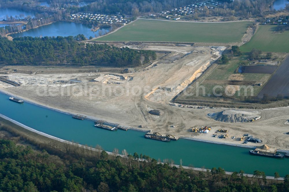 Aerial image Finowfurt - Channel flow and river banks of the waterway shipping Oder-Havel-Kanal in Finowfurt at Schorfheide in the state Brandenburg, Germany