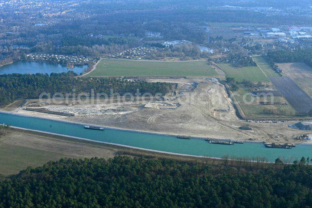 Aerial photograph Finowfurt - Channel flow and river banks of the waterway shipping Oder-Havel-Kanal in Finowfurt at Schorfheide in the state Brandenburg, Germany