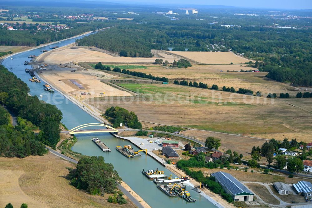 Aerial image Finowfurt - Channel flow and river banks of the waterway shipping Oder-Havel-Kanal in Finowfurt at Schorfheide in the state Brandenburg, Germany