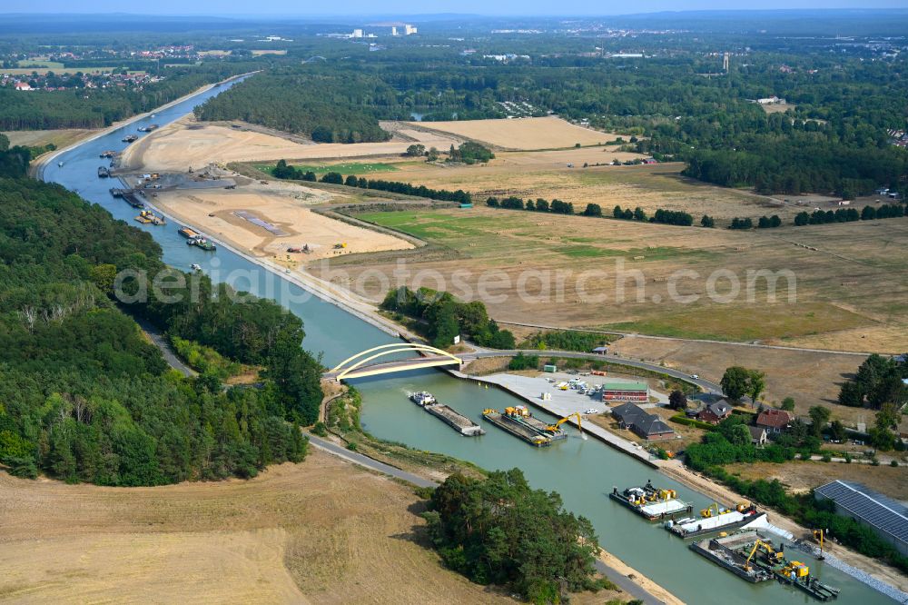 Aerial photograph Finowfurt - Channel flow and river banks of the waterway shipping Oder-Havel-Kanal in Finowfurt at Schorfheide in the state Brandenburg, Germany