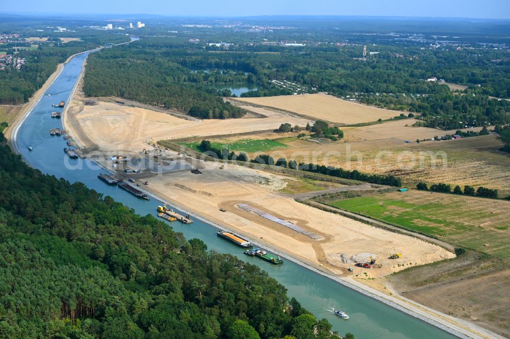 Aerial image Finowfurt - Channel flow and river banks of the waterway shipping Oder-Havel-Kanal in Finowfurt at Schorfheide in the state Brandenburg, Germany