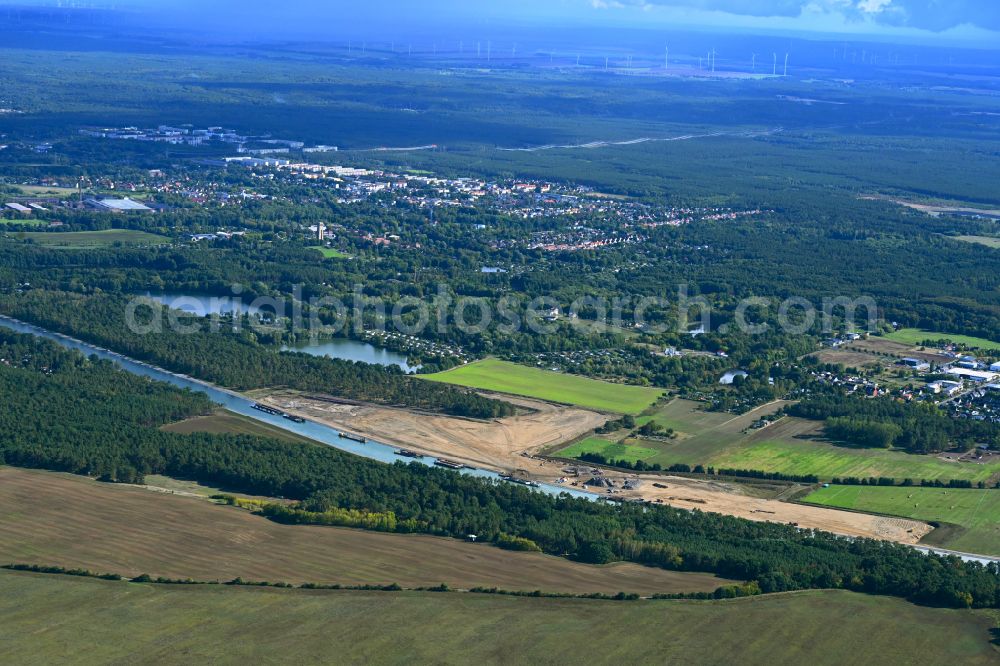 Aerial image Finowfurt - Channel flow and river banks of the waterway shipping Oder-Havel-Kanal in Finowfurt at Schorfheide in the state Brandenburg, Germany