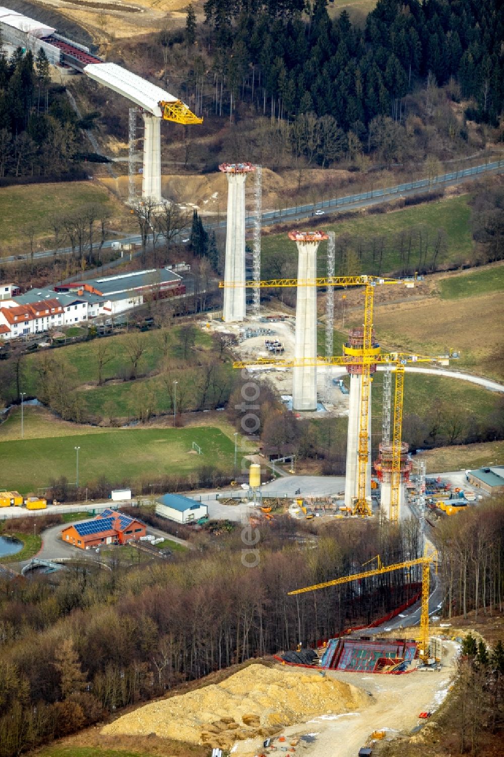 Aerial photograph Bad Wünnenberg - Construction of the bypass road in in Bad Wuennenberg in the state North Rhine-Westphalia, Germany