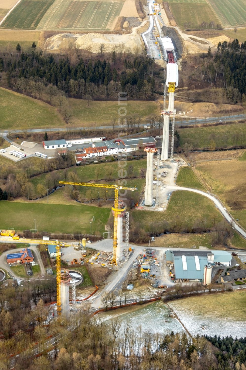 Aerial photograph Bad Wünnenberg - Construction of the bypass road in in Bad Wuennenberg in the state North Rhine-Westphalia, Germany